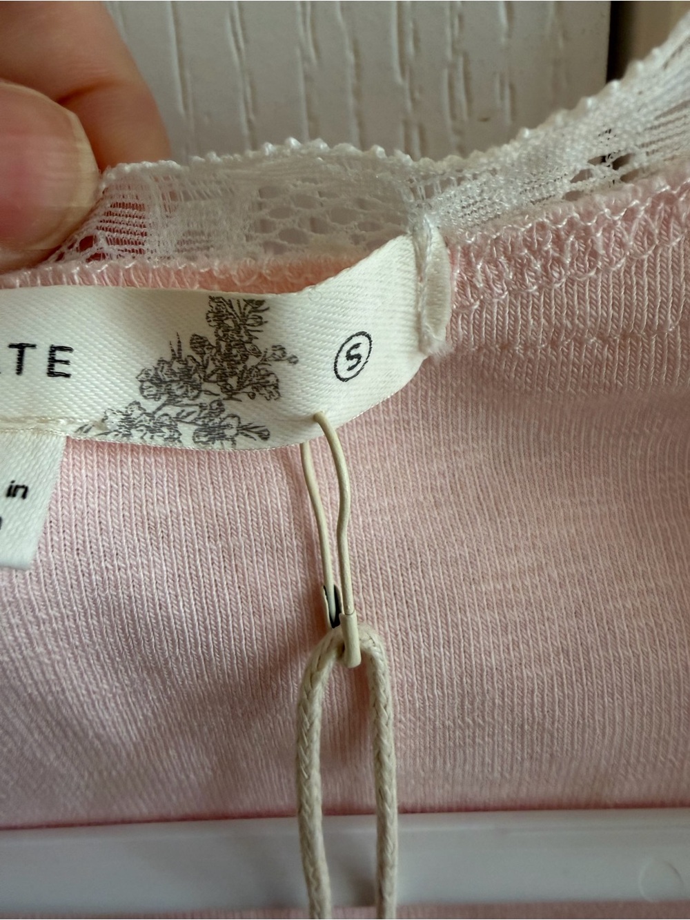 Altar'd State Soft Pink Lace-Trim Scoop Neck Tee - Picture 3 of 5
